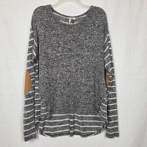 Cato Striped Sweater Top 18/20W Elbow Patch